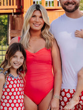 Women's Ruched One Piece - Red Raspberry